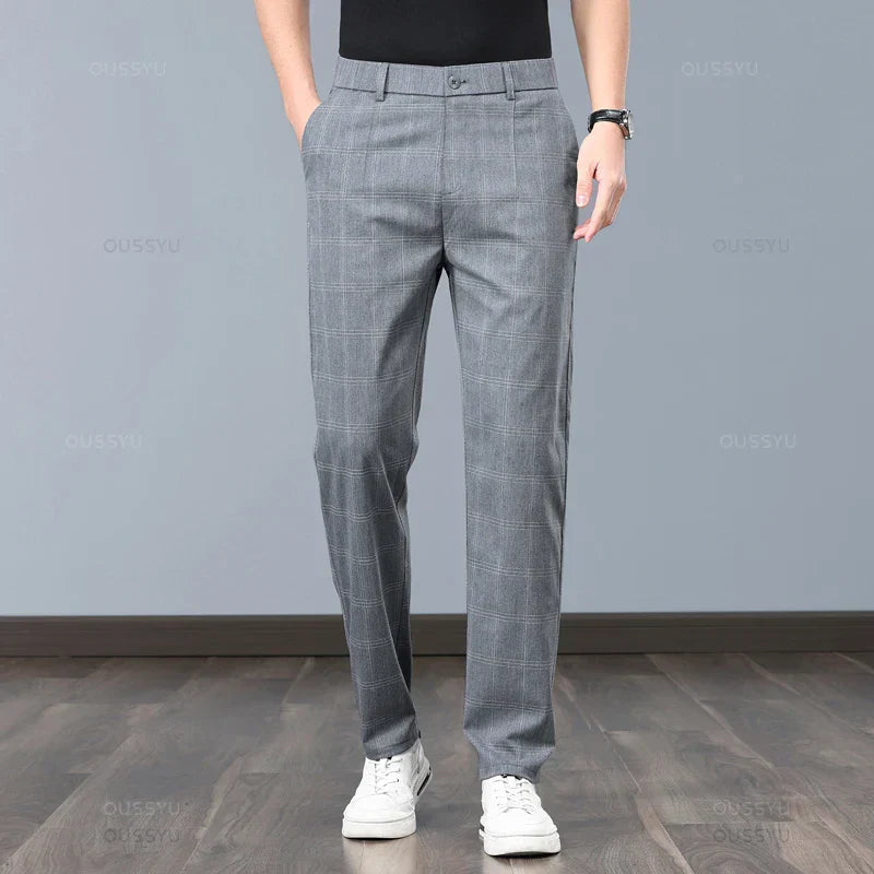 Pantalon en stretch à carreaux 