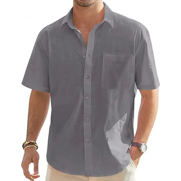 Chemise à manches courtes en coton et lin 