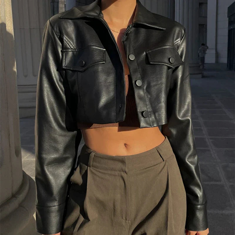 Francesca™ | Chic Faux Leather Jacket