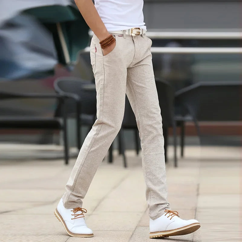 Pantalon en lin coupe slim 