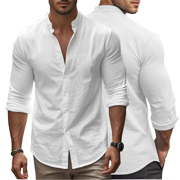 Chemise d'été en coton et lin décontractée 