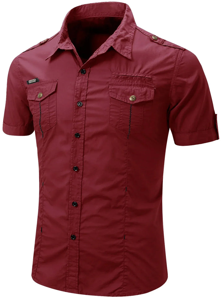 Chemise Cargo en Coton à Manches Courtes 
