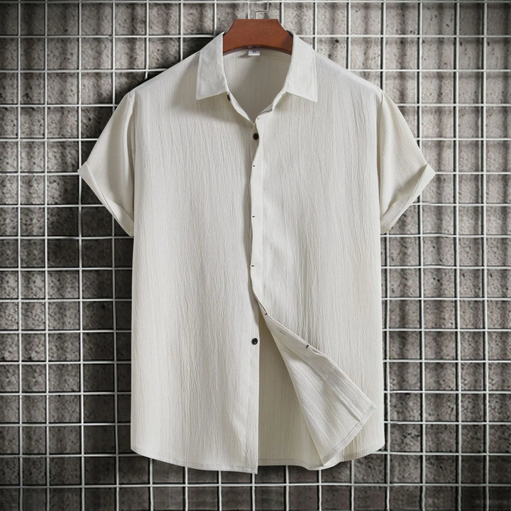 Chemise à manches courtes en coton et lin 