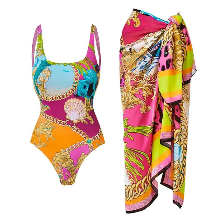 Zemina™ | Maillot de bain une pièce push-up sculptant avec peignoir de plage assorti 