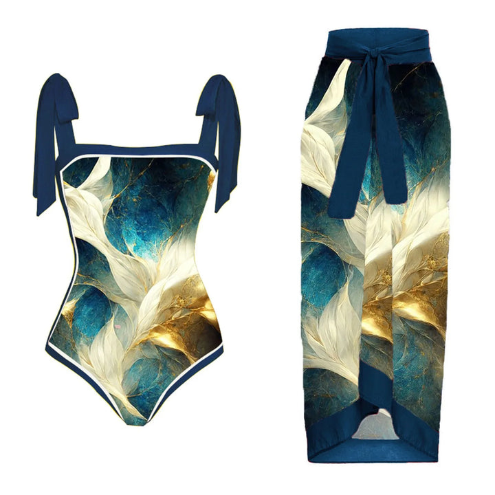 Zemina™ | Maillot de bain une pièce push-up sculptant avec peignoir de plage assorti 