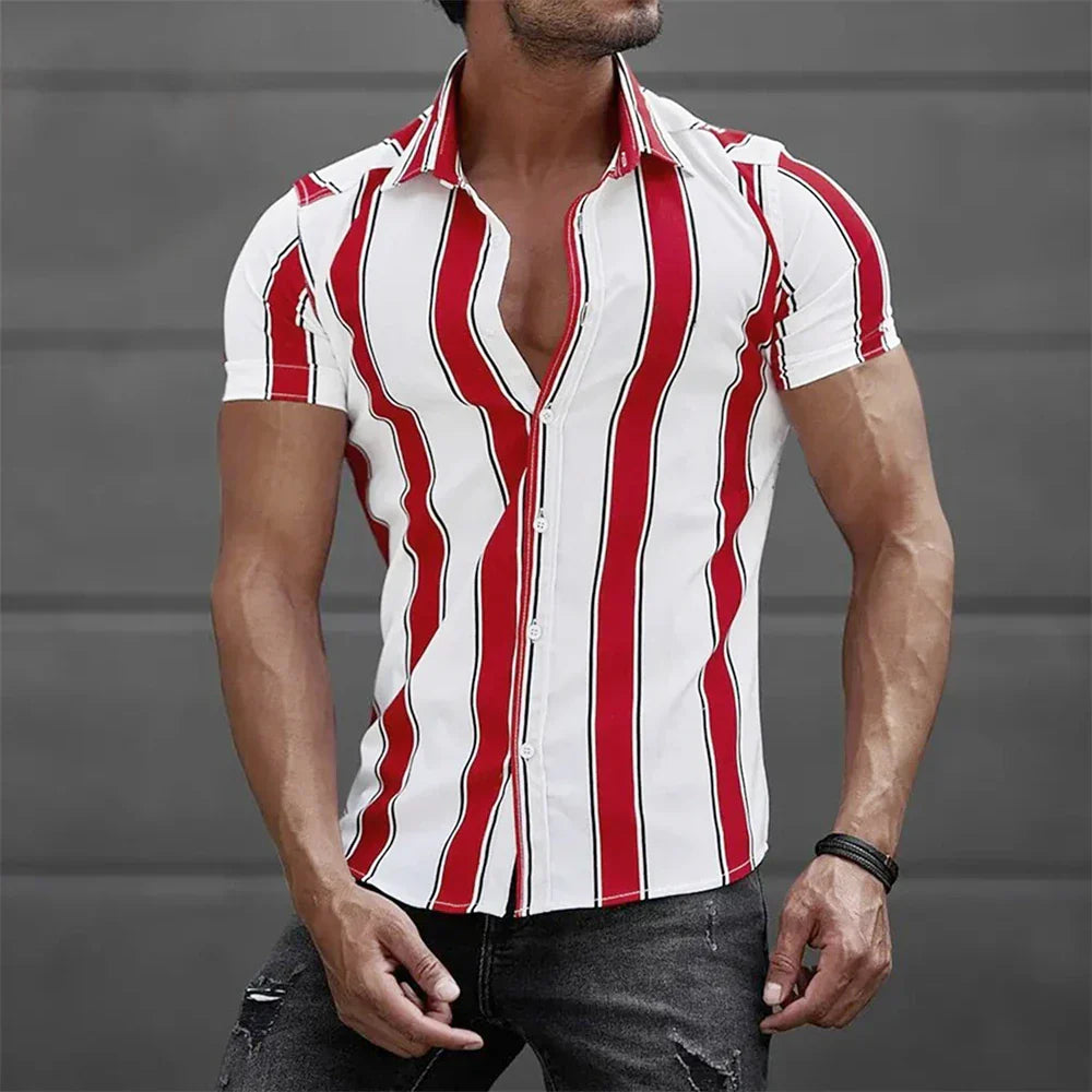 Chemise d'été à manches courtes rayée 