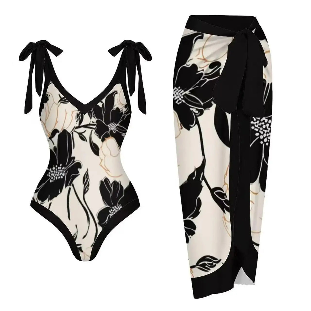 Zemina™ | Maillot de bain une pièce push-up sculptant avec peignoir de plage assorti 