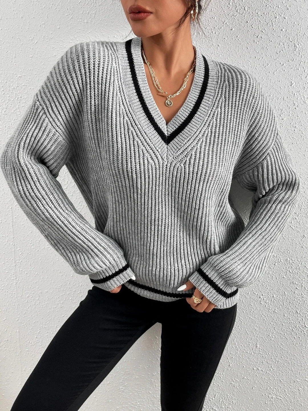 Marina | Pull en maille gaufrée rayé 