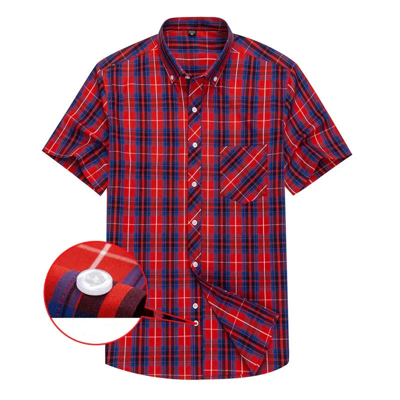 Chemise à carreaux à manches courtes en coton 