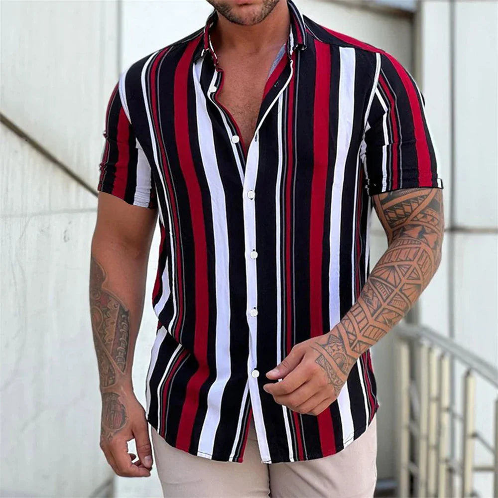 Chemise d'été à manches courtes rayée 