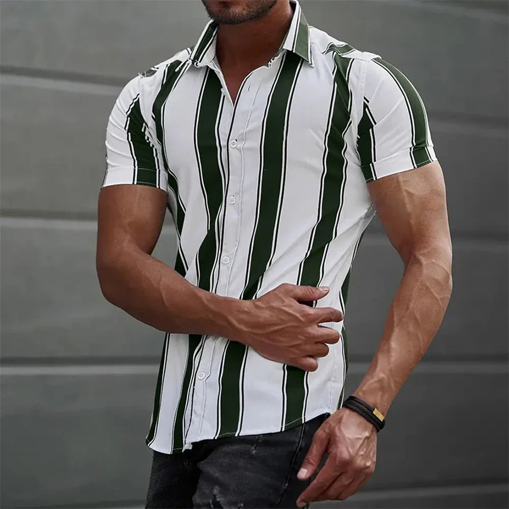 Chemise d'été à manches courtes rayée 