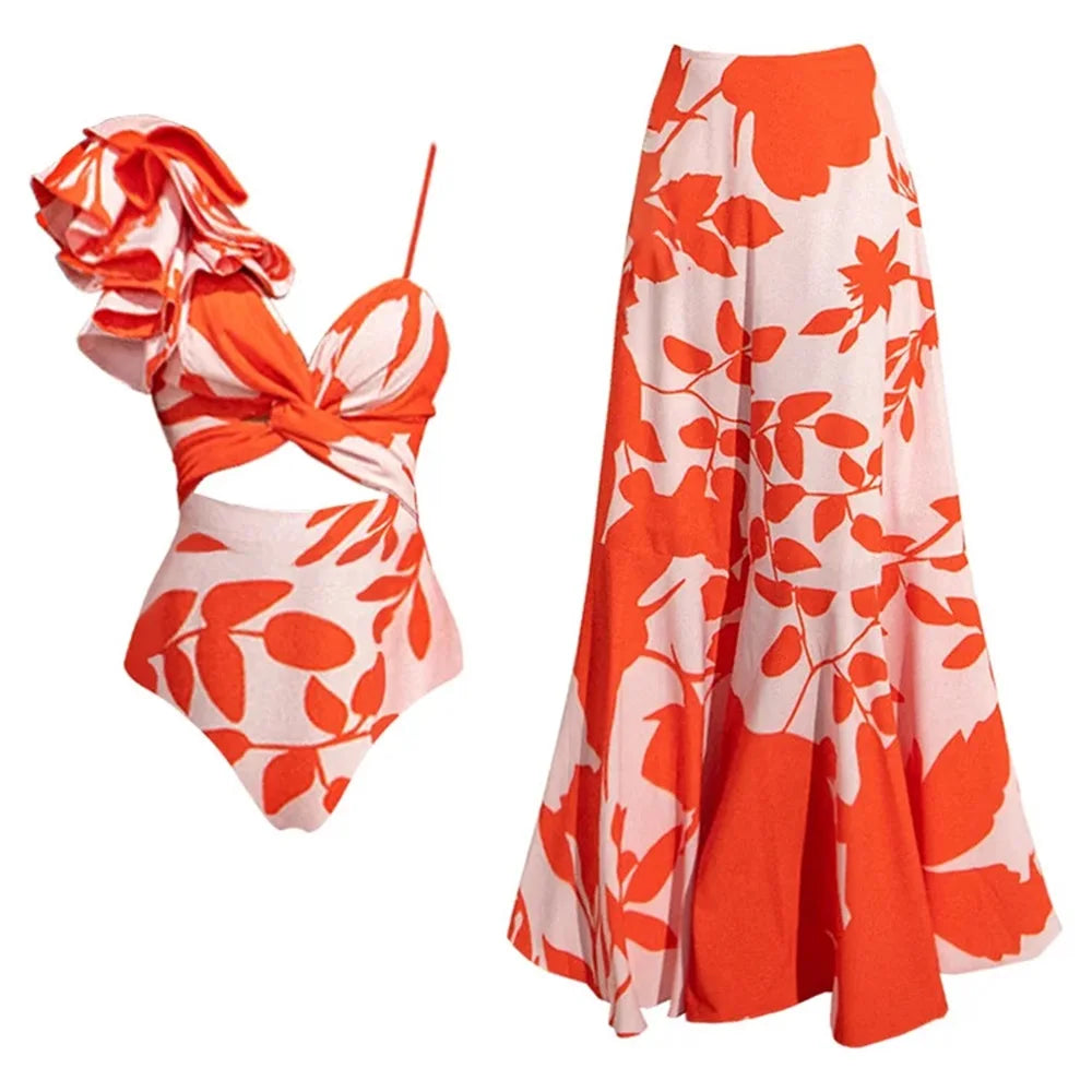 Zemina™ | Maillot de bain une pièce push-up sculptant avec peignoir de plage assorti 