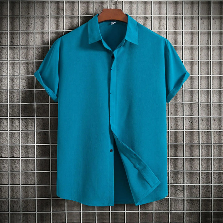 Chemise à manches courtes en coton et lin 