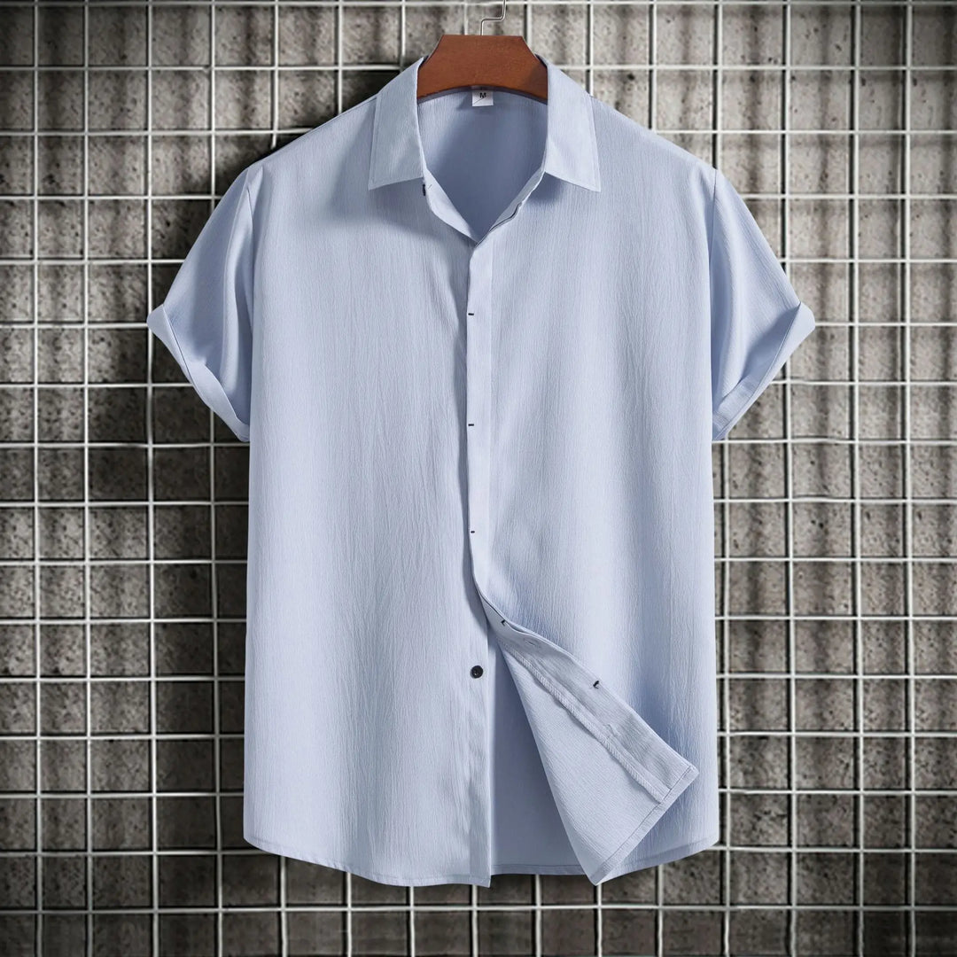 Chemise à manches courtes en coton et lin 