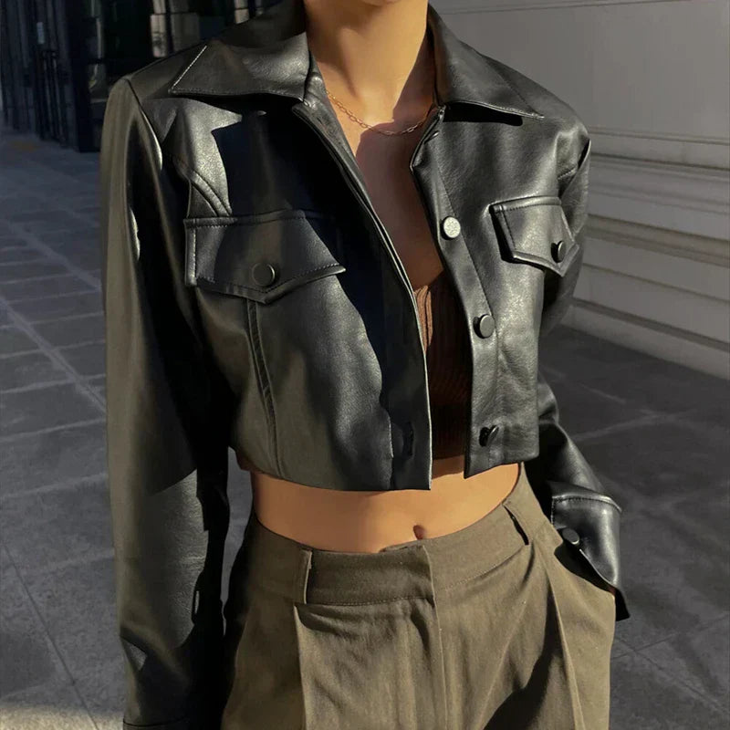 Francesca™ | Chic Faux Leather Jacket