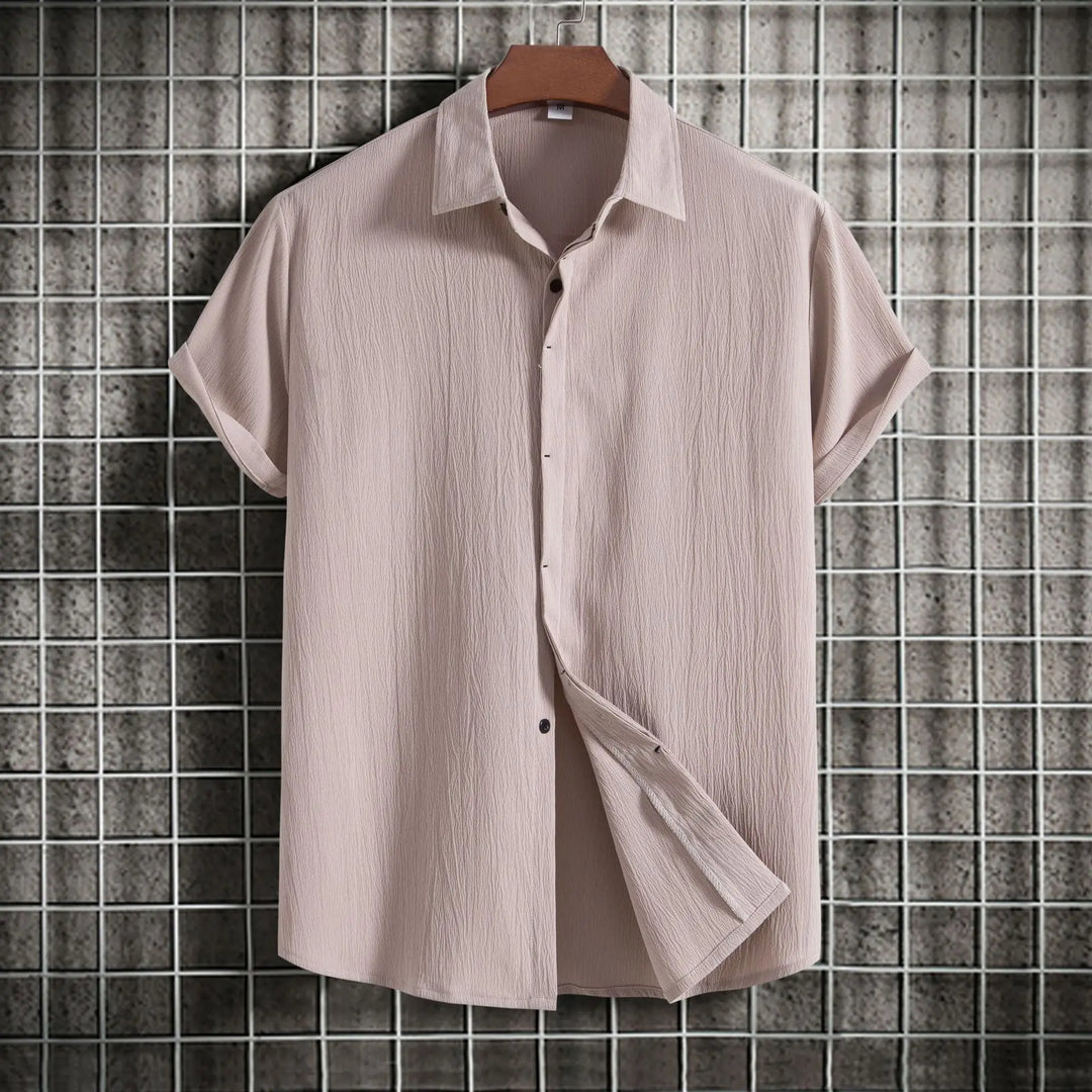 Chemise à manches courtes en coton et lin 