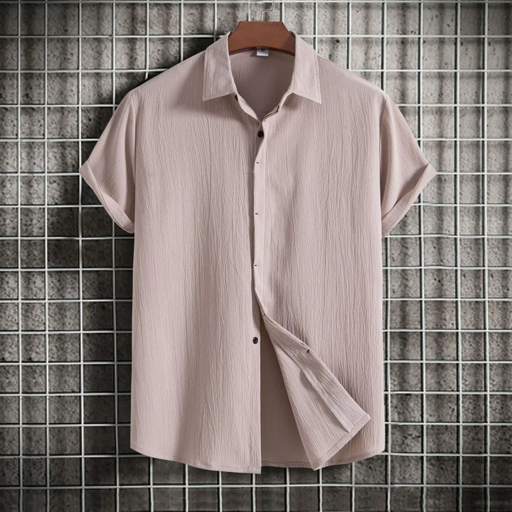 Chemise à manches courtes en coton et lin 