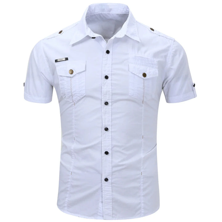 Chemise Cargo en Coton à Manches Courtes 
