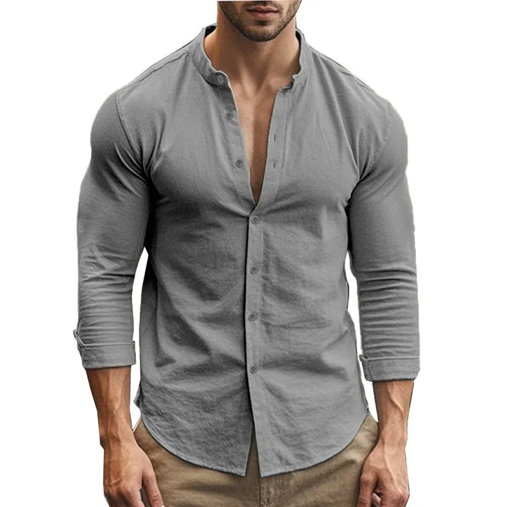 Chemise d'été en coton et lin décontractée 