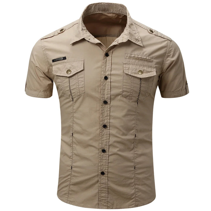 Chemise Cargo en Coton à Manches Courtes 
