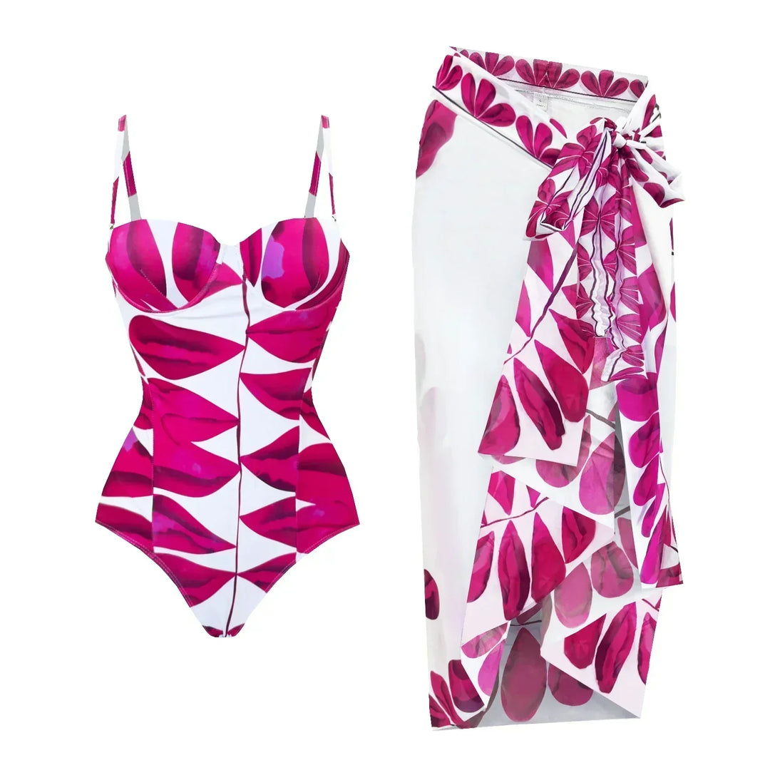 Zemina™ | Maillot de bain une pièce push-up sculptant avec peignoir de plage assorti 
