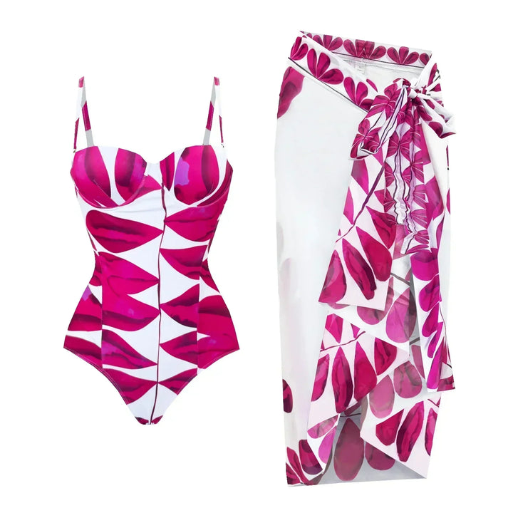 Zemina™ | Maillot de bain une pièce push-up sculptant avec peignoir de plage assorti 