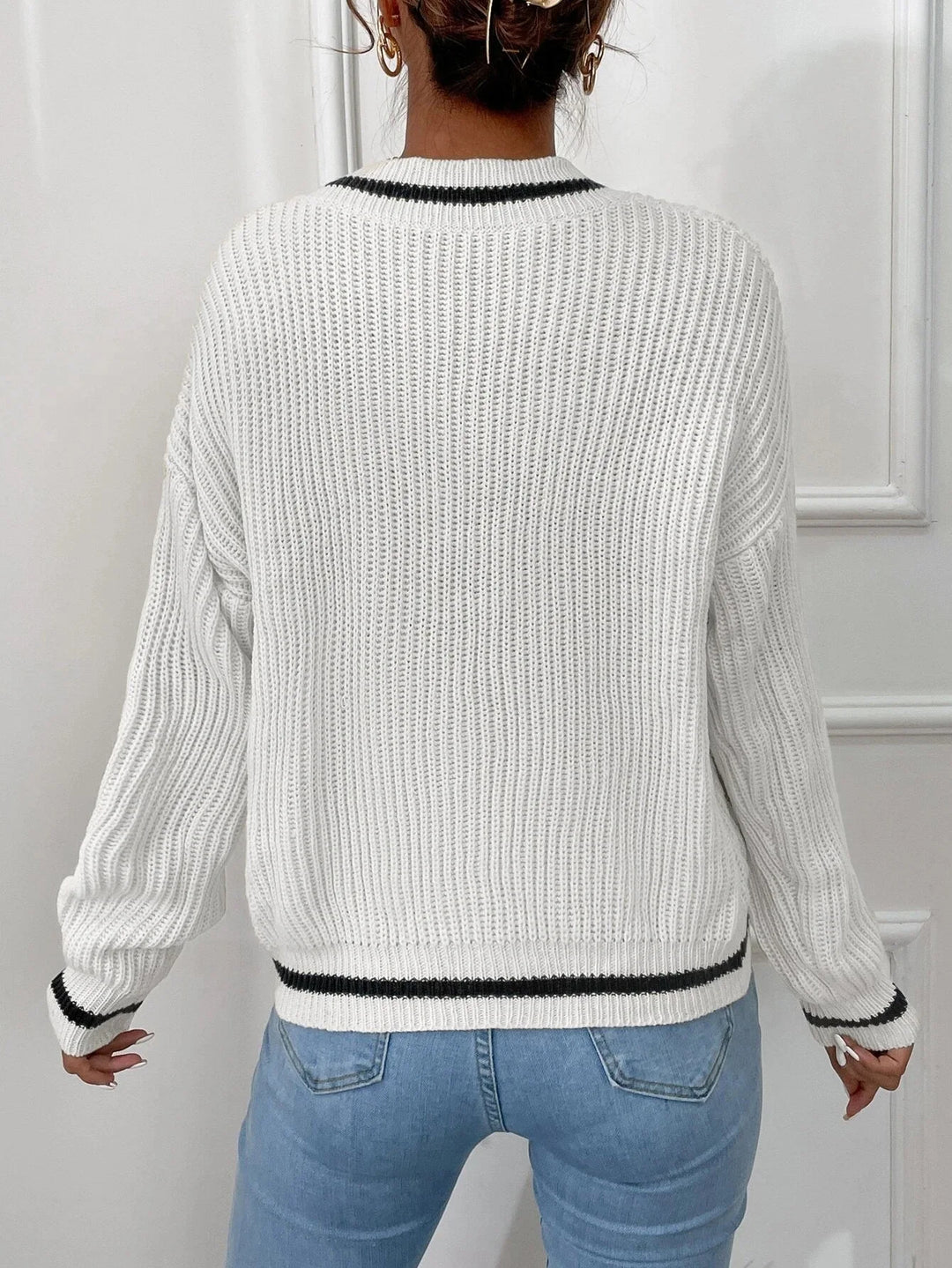 Marina | Pull en maille gaufrée rayé 