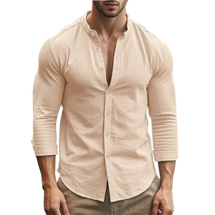 Chemise d'été en coton et lin décontractée 