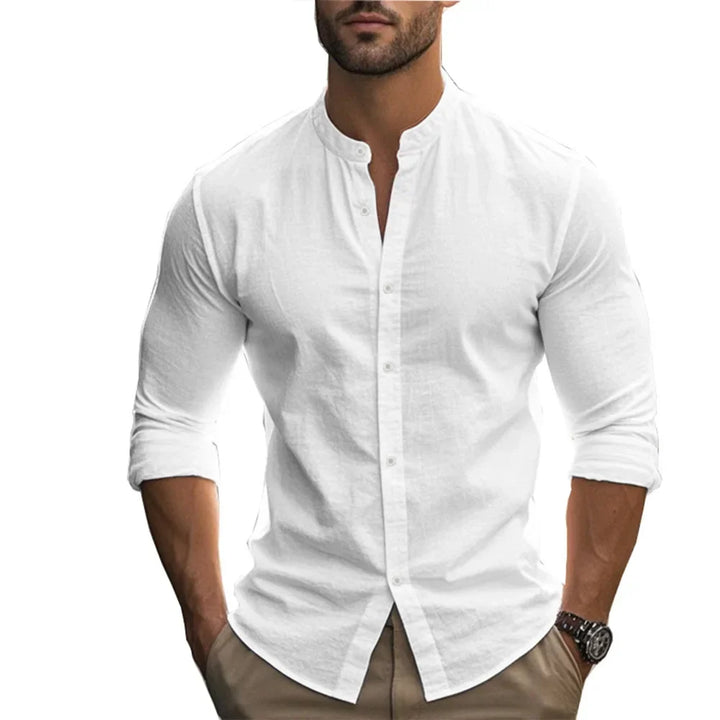 Chemise d'été en coton et lin décontractée 