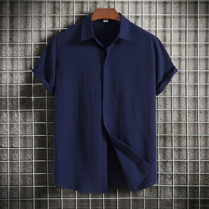 Chemise à manches courtes en coton et lin 