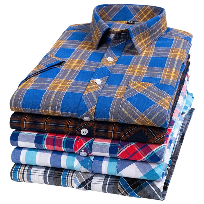 Chemise à carreaux à manches courtes en coton 