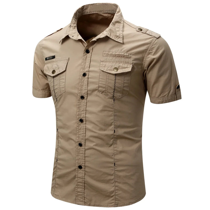 Chemise Cargo en Coton à Manches Courtes 