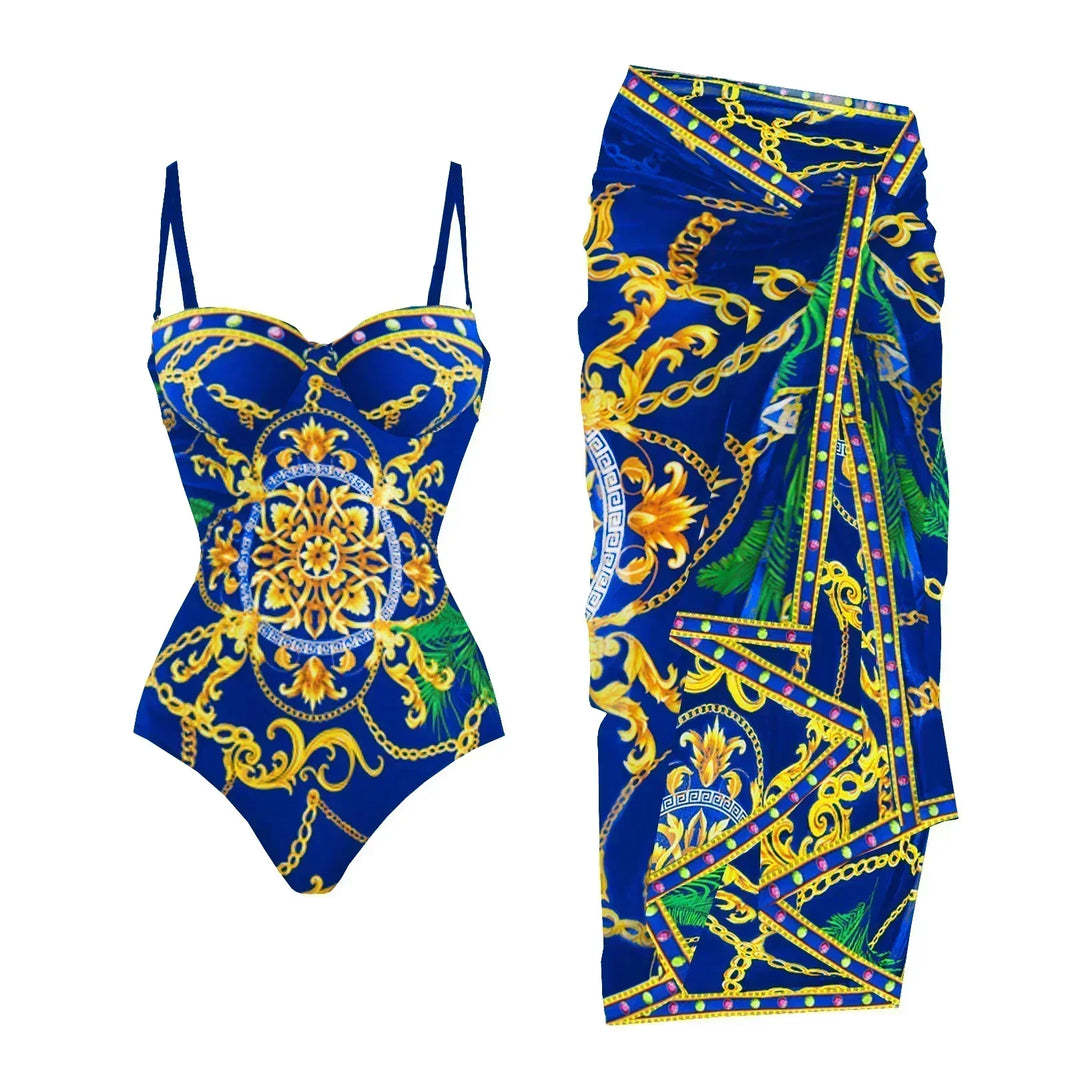Zemina™ | Maillot de bain une pièce push-up sculptant avec peignoir de plage assorti 