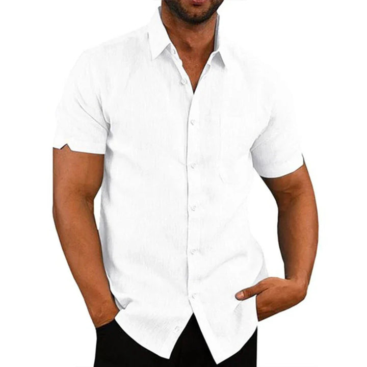 Chemise à manches courtes en lin et coton 