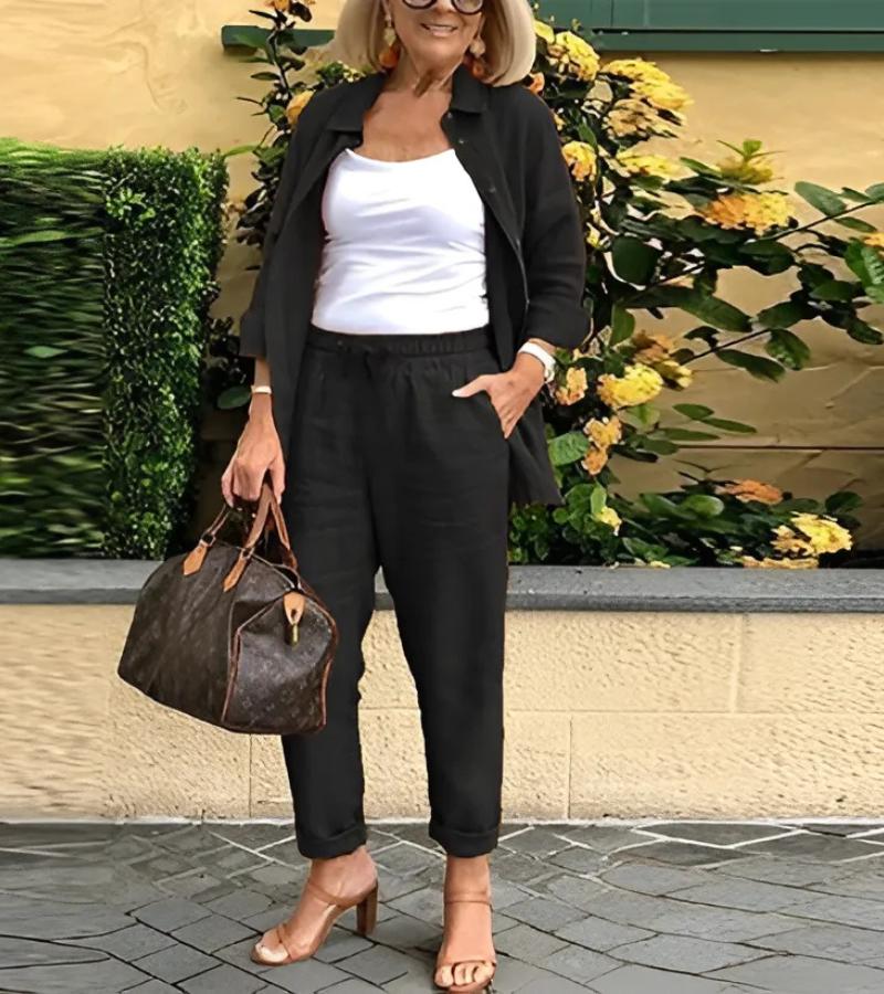 Martina - Ensemble chemise et pantalon en lin et coton 