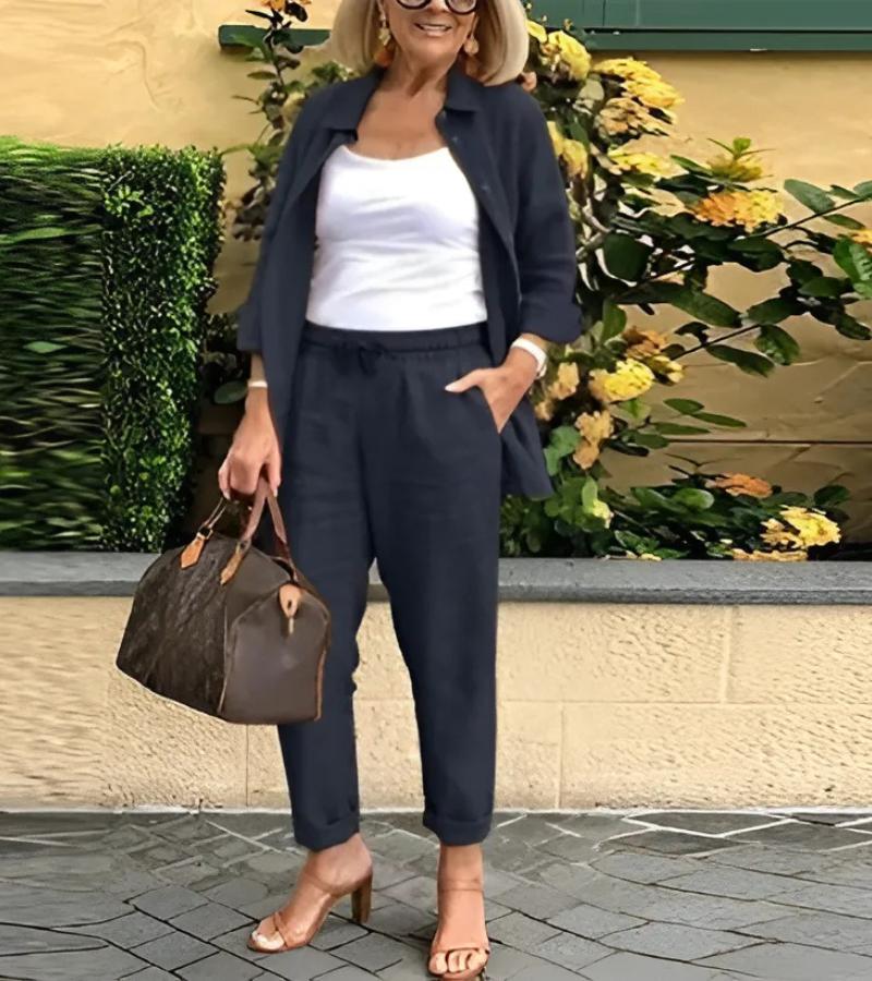 Martina - Ensemble chemise et pantalon en lin et coton 