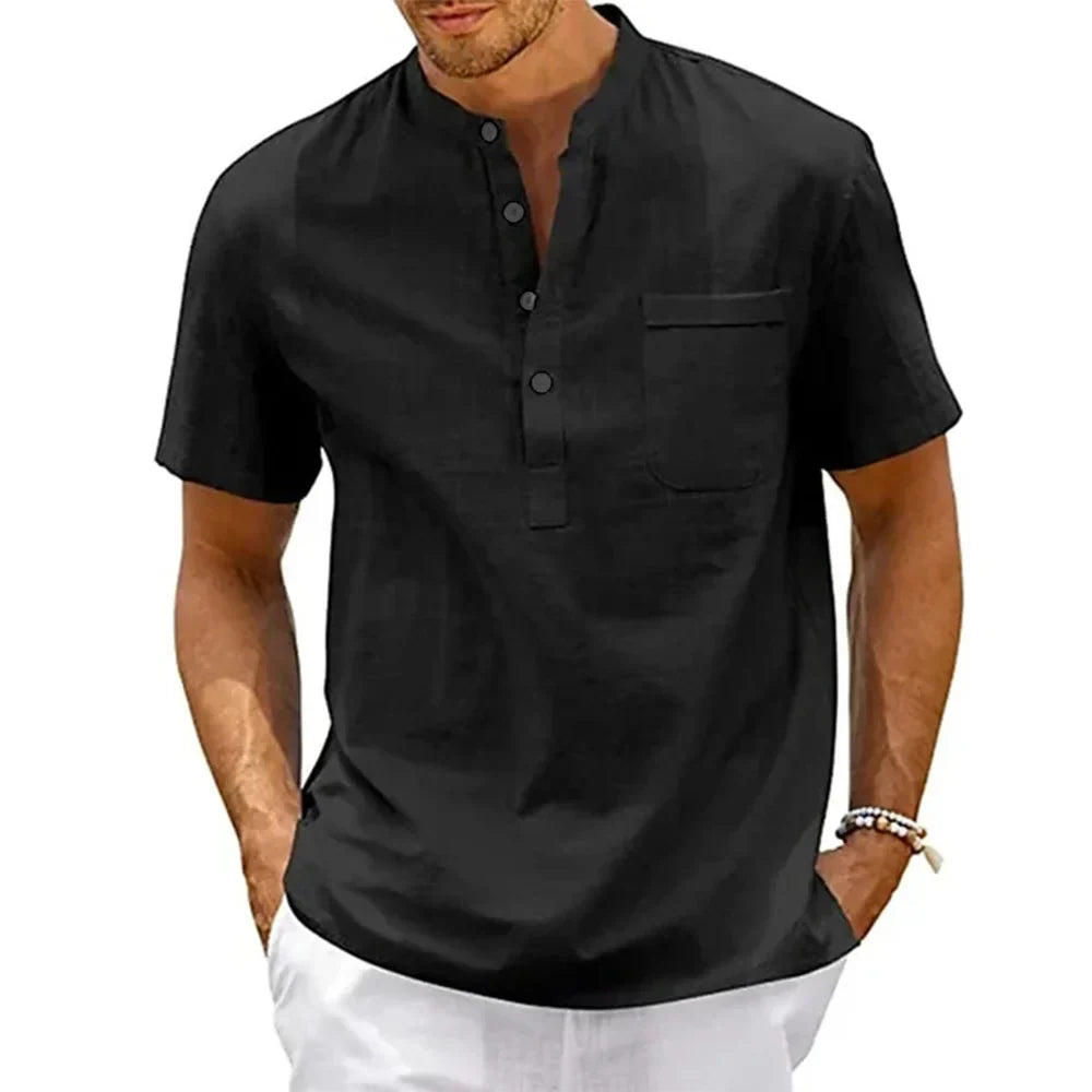 Chemise élégante en coton et lin 