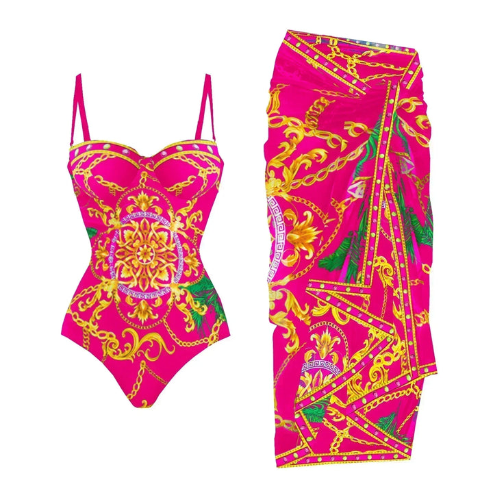 Zemina™ | Maillot de bain une pièce push-up sculptant avec peignoir de plage assorti 