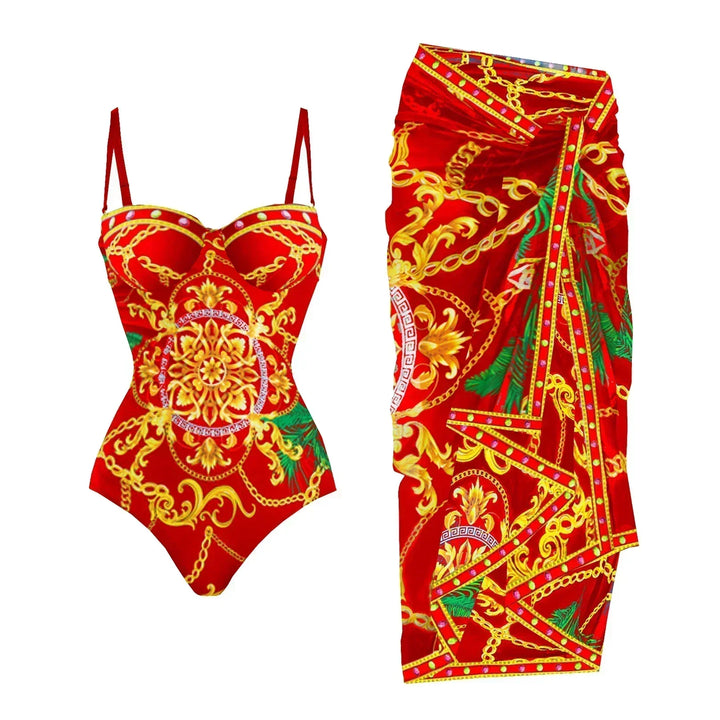 Zemina™ | Maillot de bain une pièce push-up sculptant avec peignoir de plage assorti 