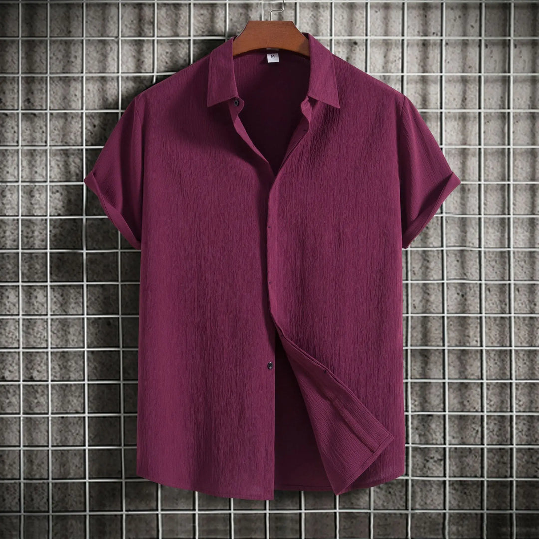 Chemise à manches courtes en coton et lin 