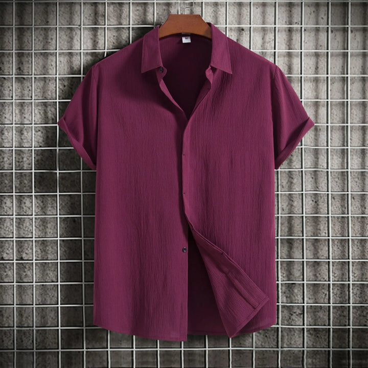 Chemise à manches courtes en coton et lin 