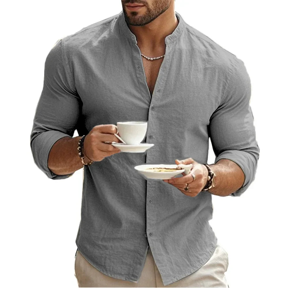 Chemise d'été en coton et lin décontractée 