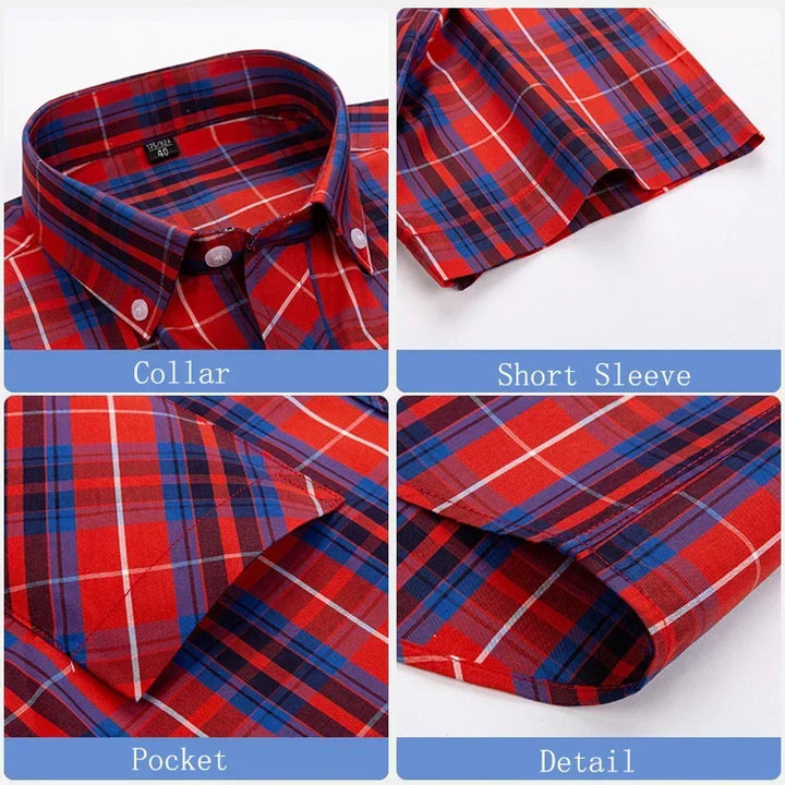 Chemise à carreaux à manches courtes en coton 