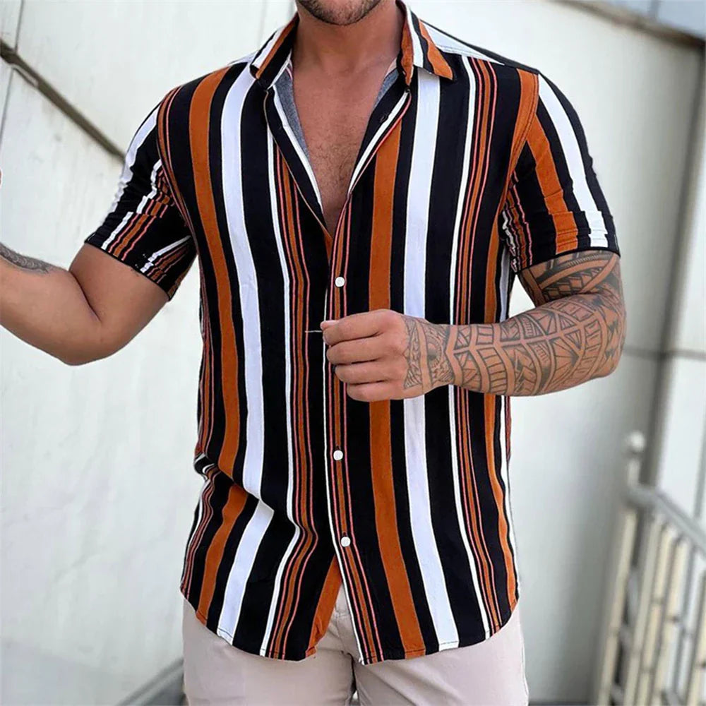 Chemise d'été à manches courtes rayée 