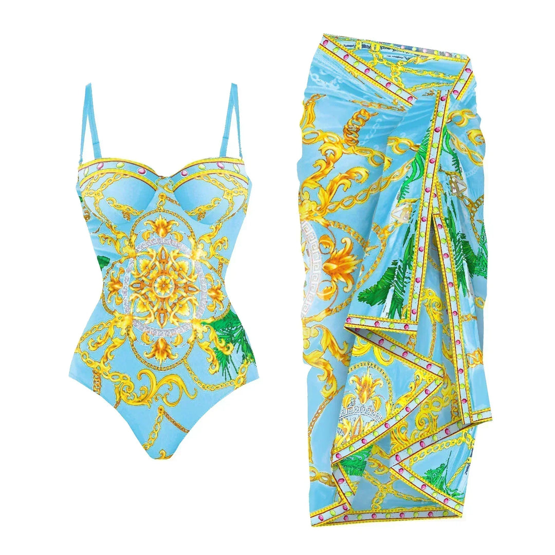 Zemina™ | Maillot de bain une pièce push-up sculptant avec peignoir de plage assorti 