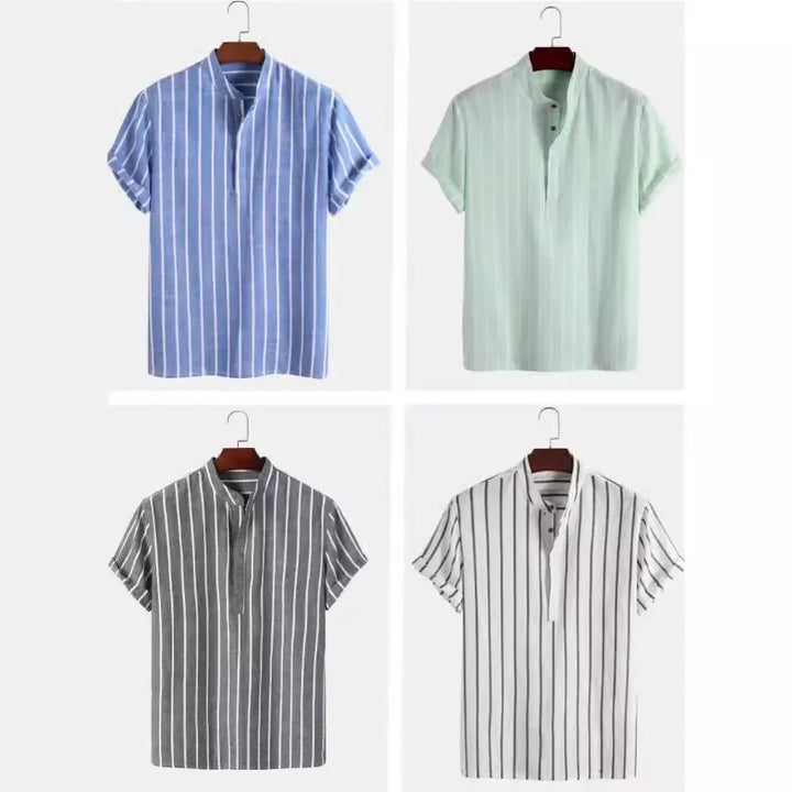 Chemise rayée élégante à manches courtes 