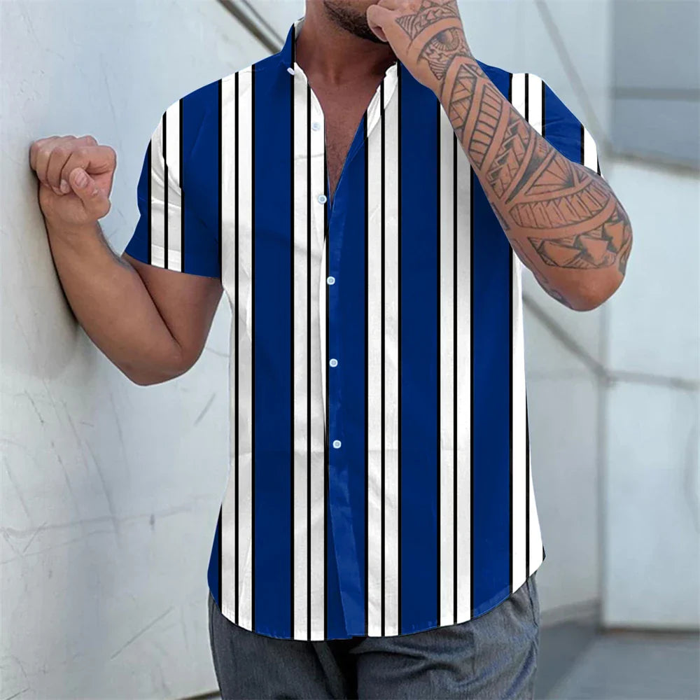 Chemise d'été à manches courtes rayée 