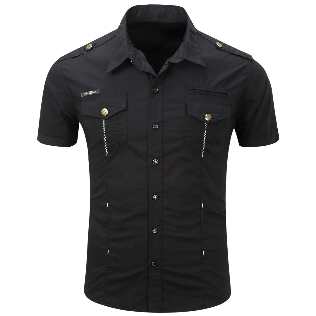 Chemise Cargo en Coton à Manches Courtes 