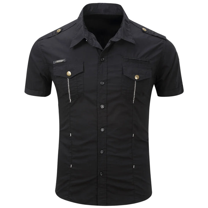 Chemise Cargo en Coton à Manches Courtes 