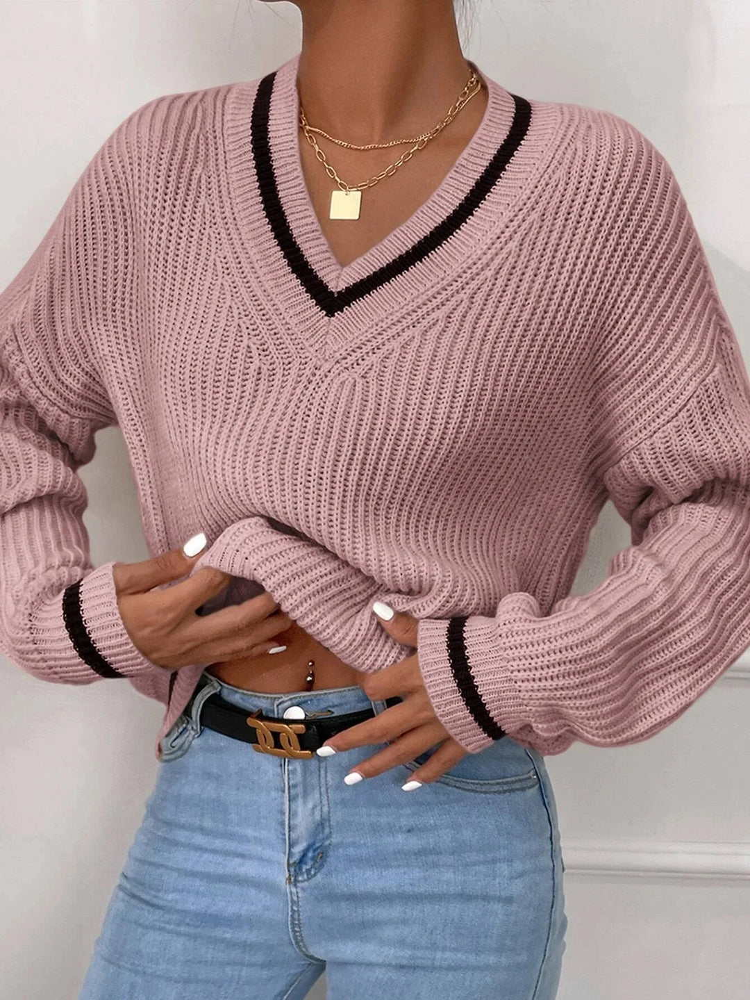 Marina | Pull en maille gaufrée rayé 